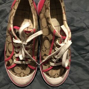 Coach Pink and Tan Sneakers with Signature Style